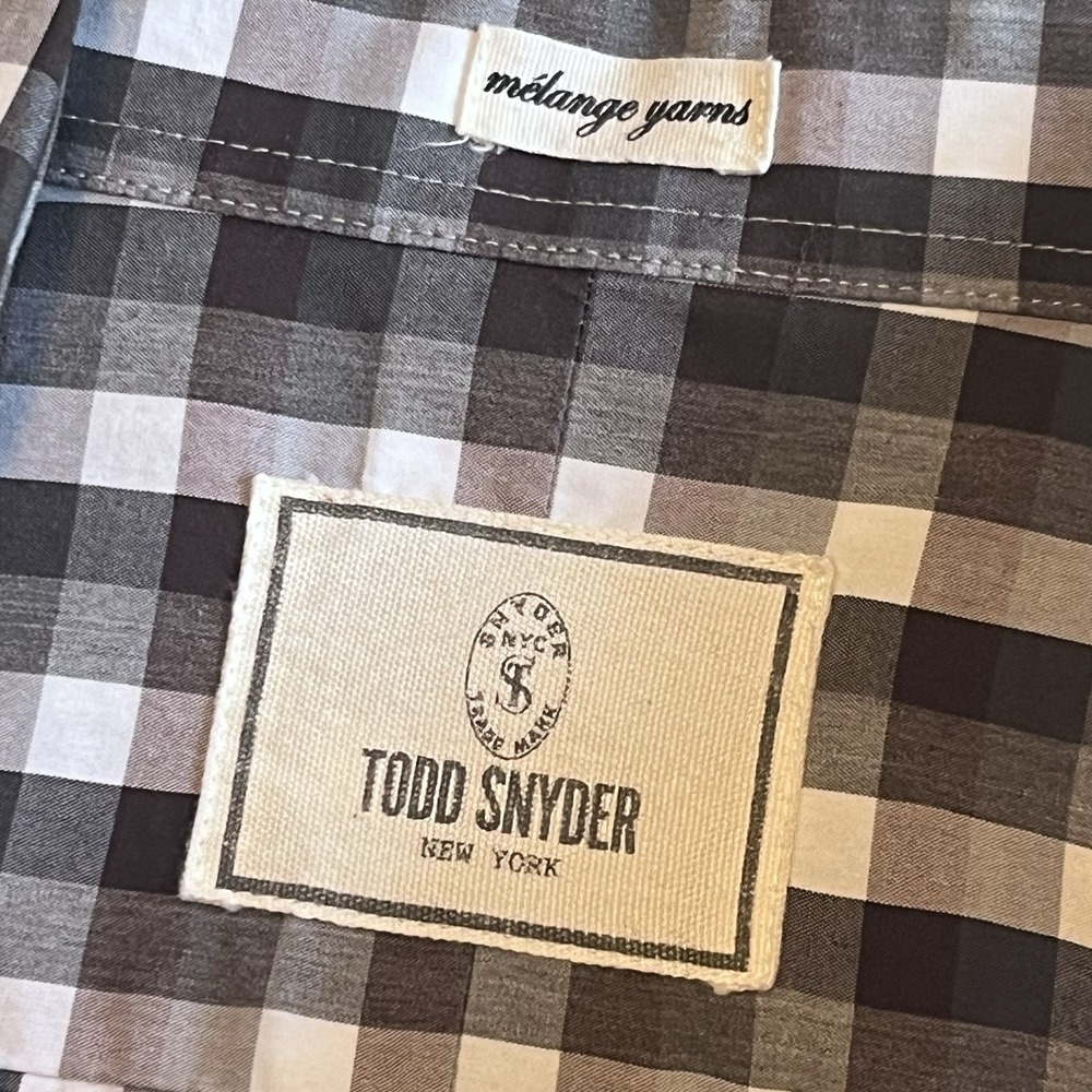 TODD SNYDER melange yarns Gingham Check Button Down Shirt Size 16 32/33 - Picture 5 of 10